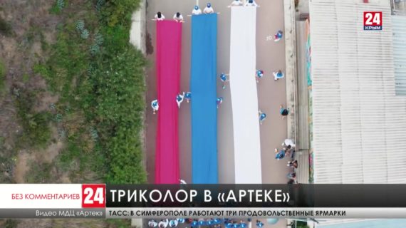 Российский триколор длиной в километр развернули в международном детском центре «Артек»